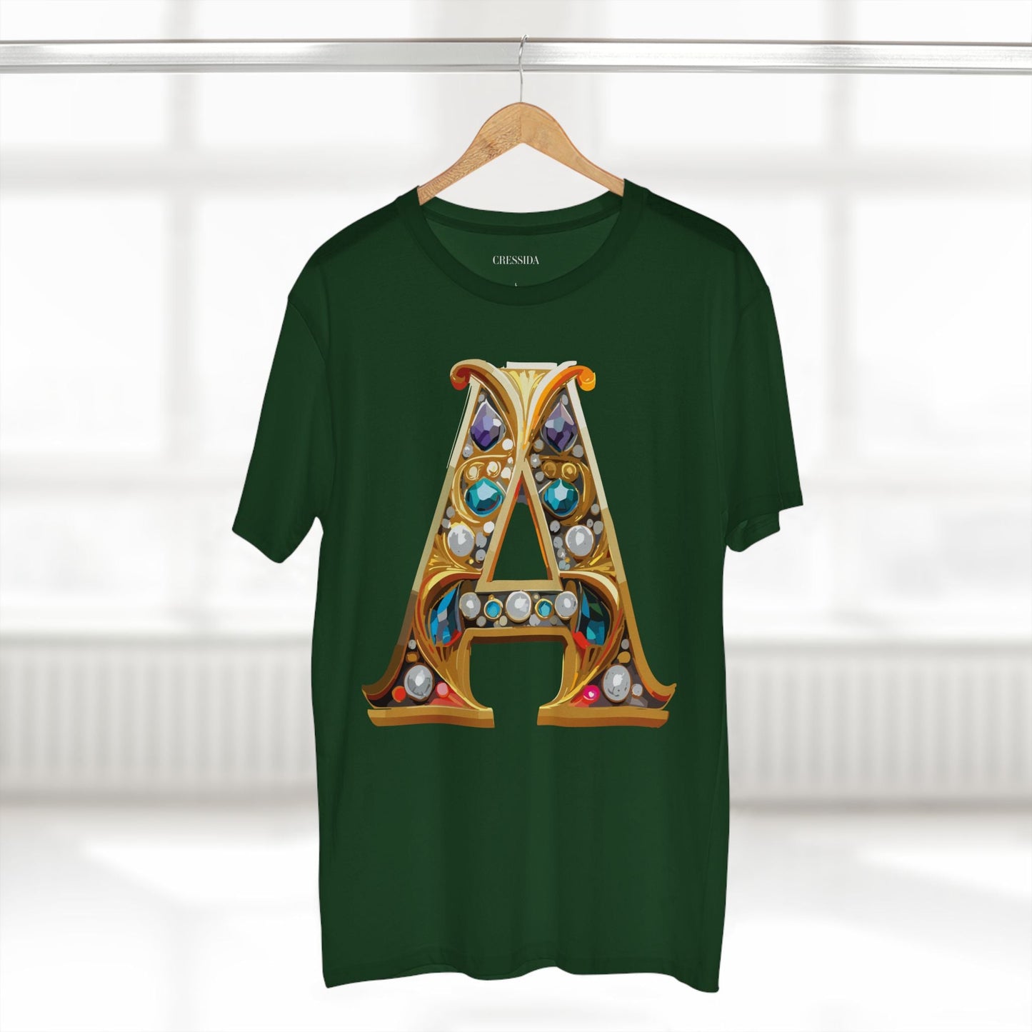 Letter A Graphic Design Tee Unisex 100 Cotton With Antique Gold Letters Artwork T-Shirt