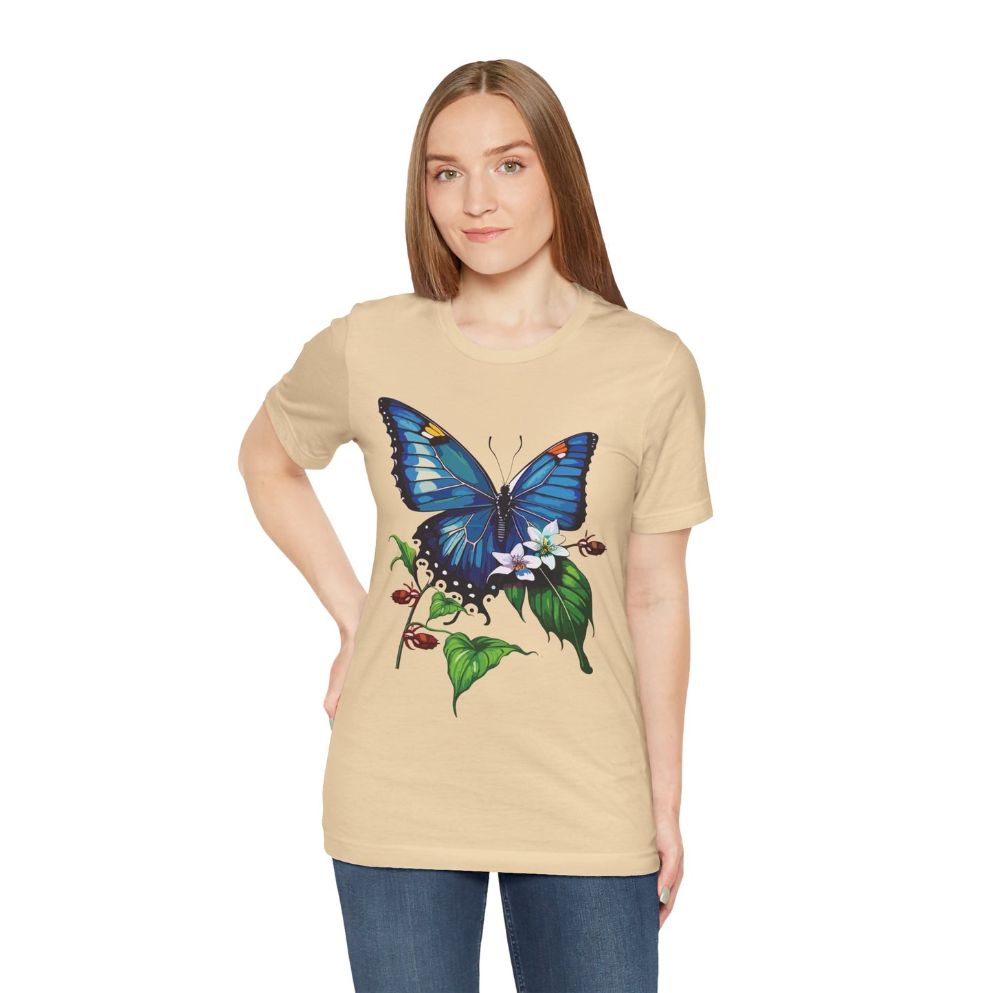 Cotton Tee Shirt with Butterfly Prints