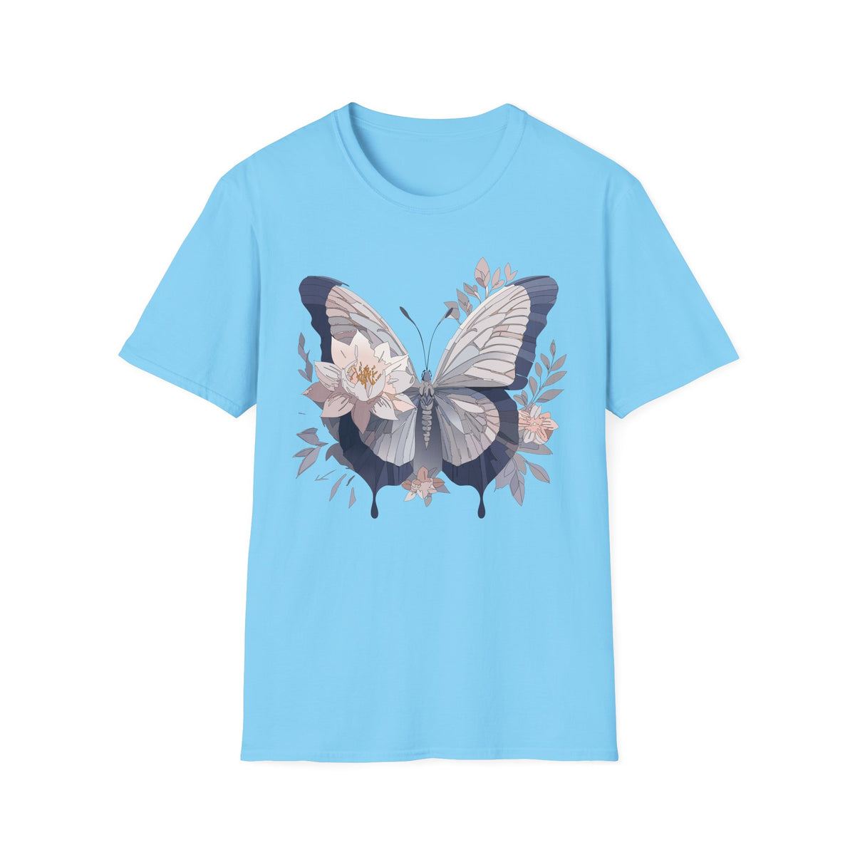 Floral Butterfly Flower Wings Graphic Design Unisex 100 Cotton Gildan T-Shirt
