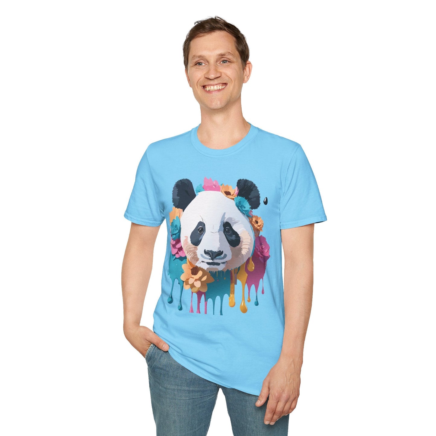 Unisex Panda Shirt Softstyle Cotton Tee For Everyday Wear With Cute Animal Print