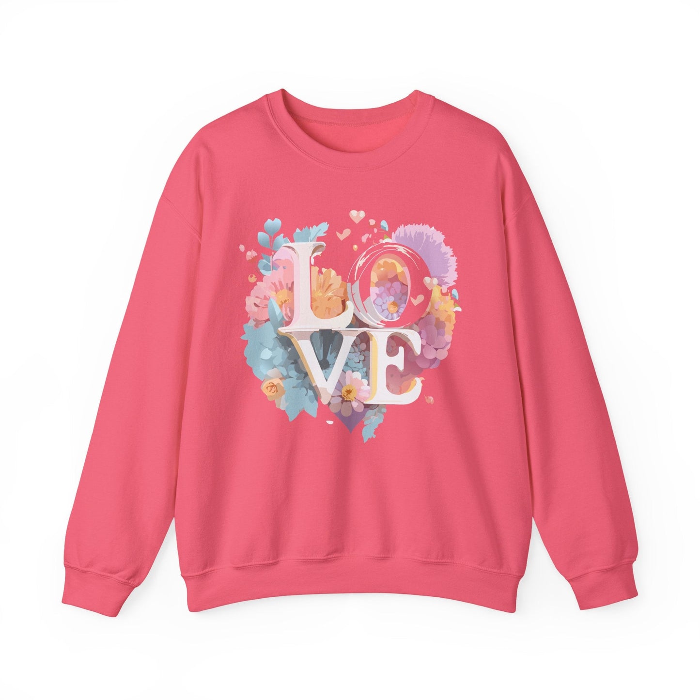 Floral Love Sweatshirt For Valentines Day Unisex Crewneck 50 50 Cotton Polyester Gildan 18000