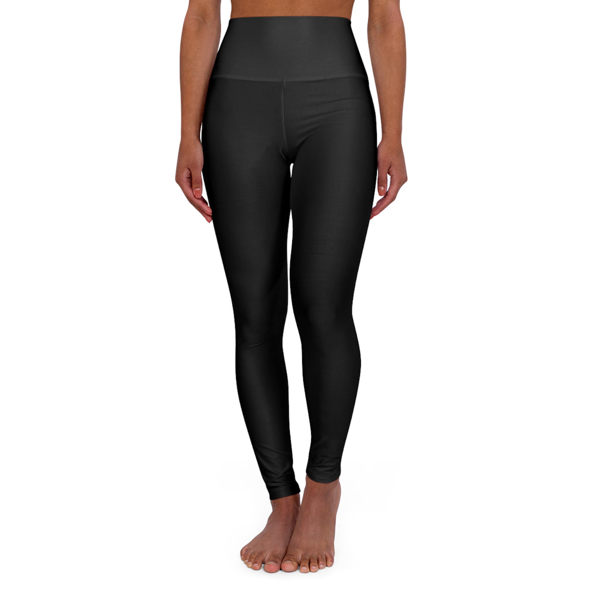 True Black Color High-Waist Yoga Leggings Women's Seamless Poly-Span Stretchy Performance Pants