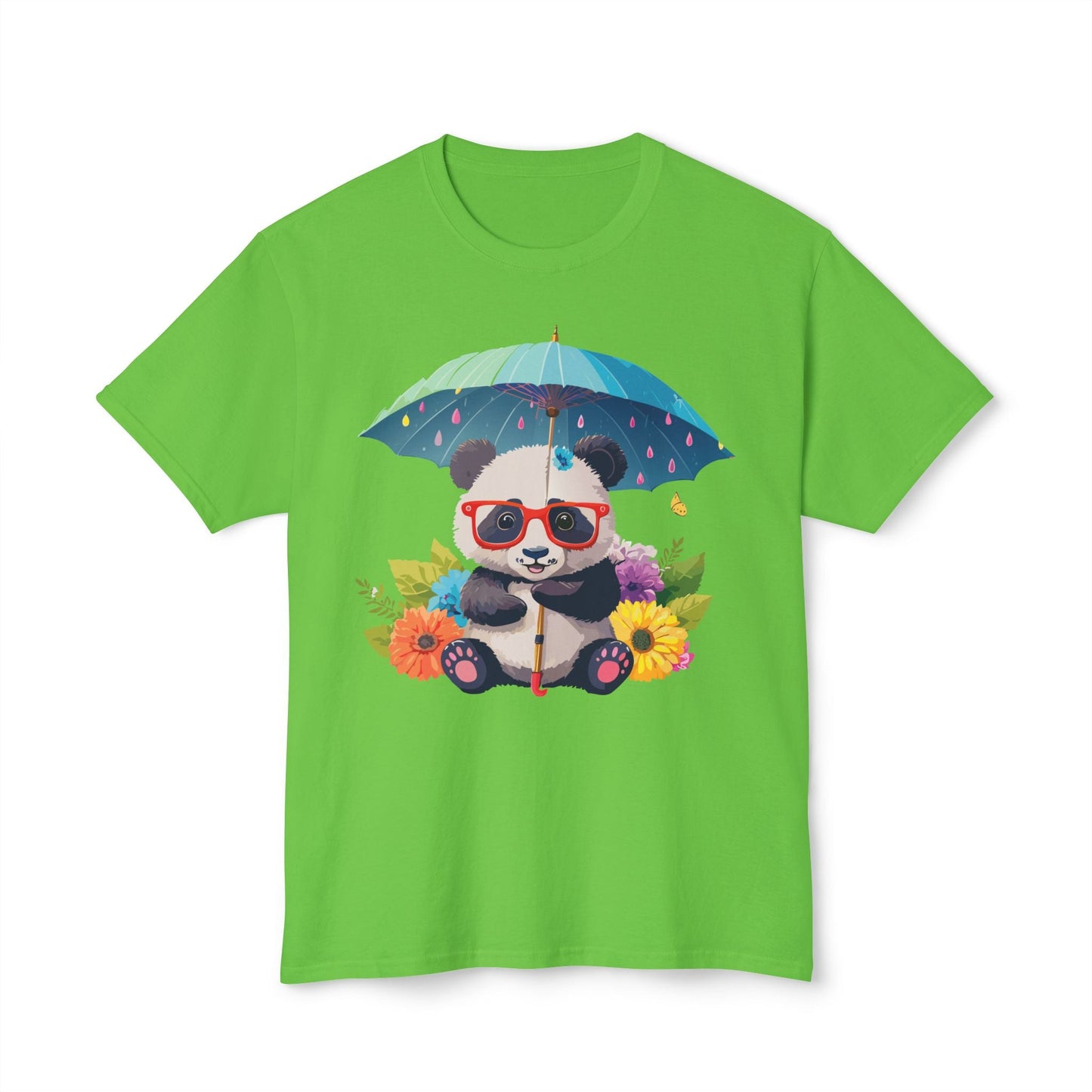 Panda Art T Shirt Unisex HD Cotton Tee With Floral Print Panda Design USA Printed Now