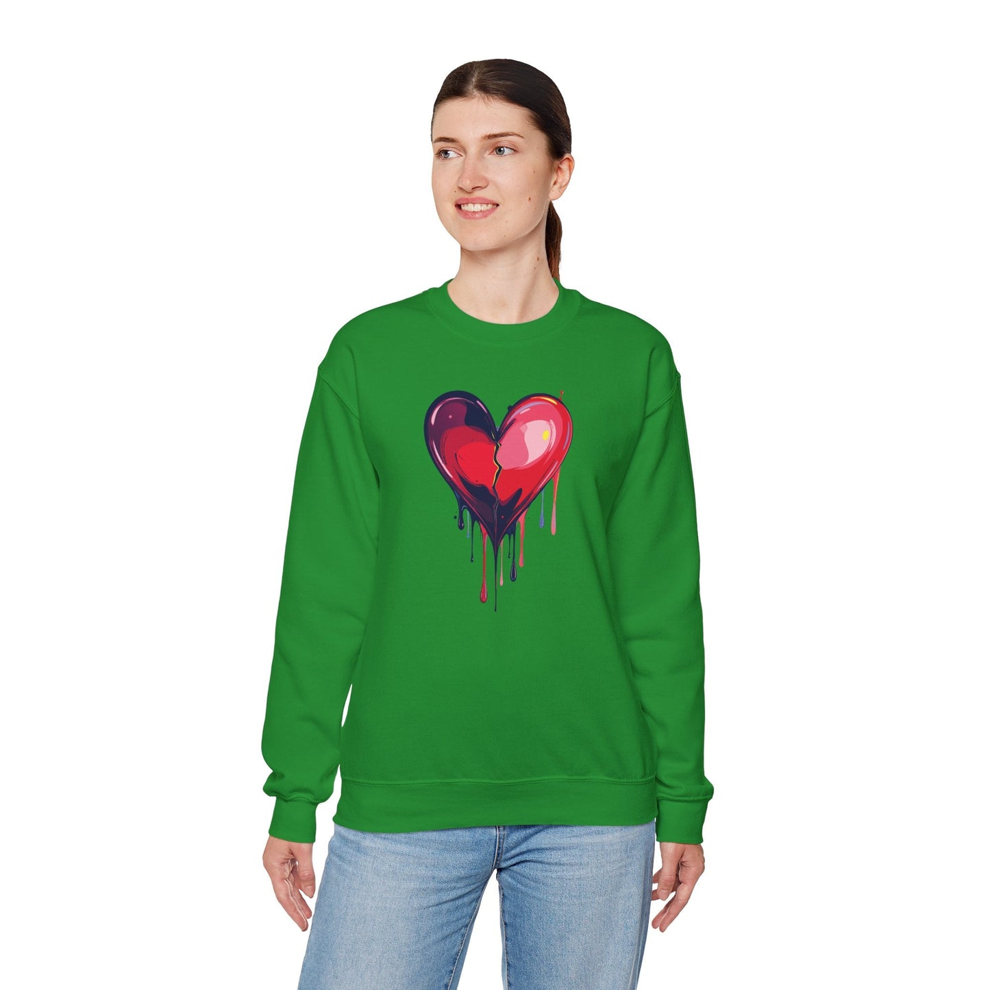 Red Heart Floral Sweatshirt Unisex Heavy Blend Crewneck Valentines Day Love Sweatshirt
