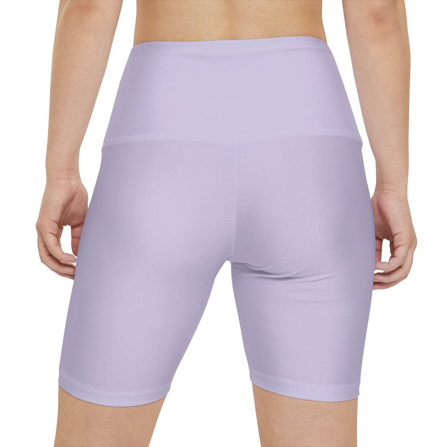 Fog Lilac Lavender High-Waist Workout Bike Shorts — Women's Athletic Biker Shorts