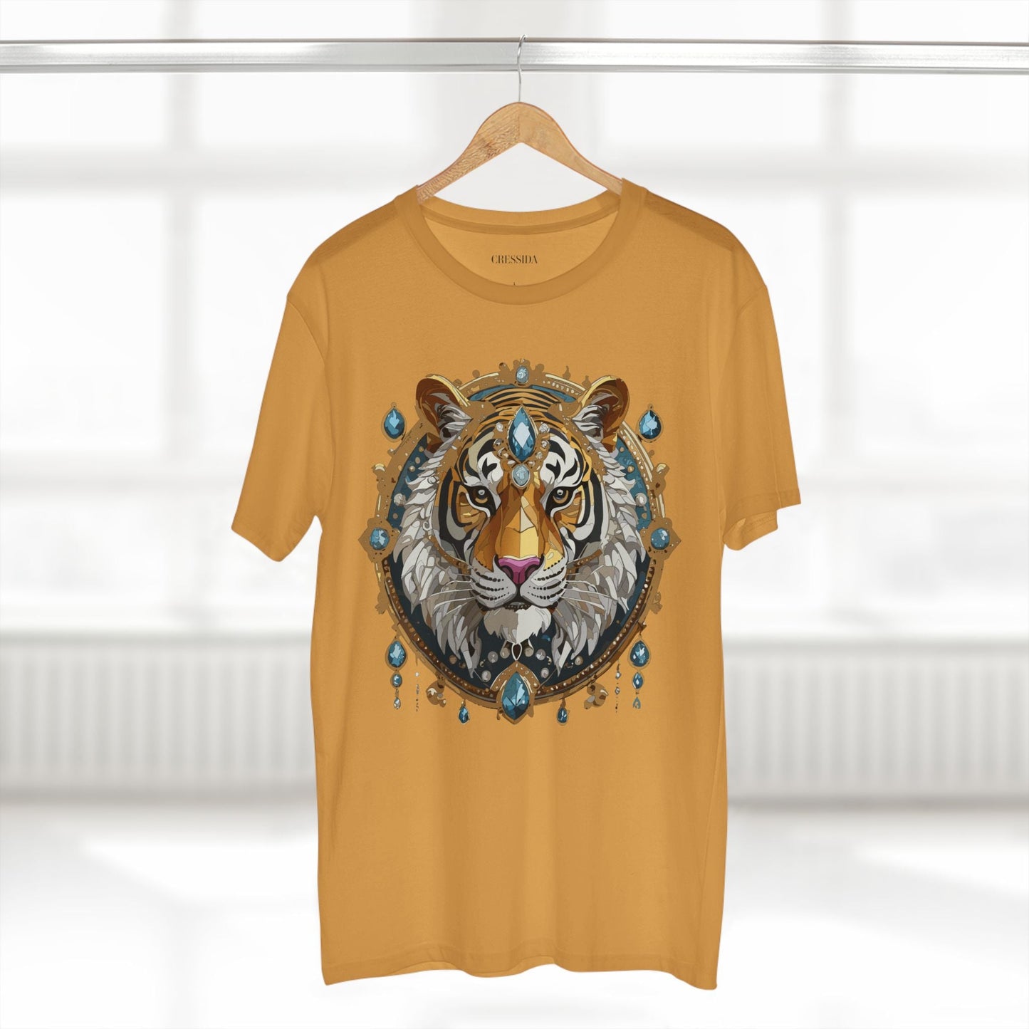Tiger Graphic Unisex 100 Cotton Tee With Unique Animal Golden Medallion Art Design 51