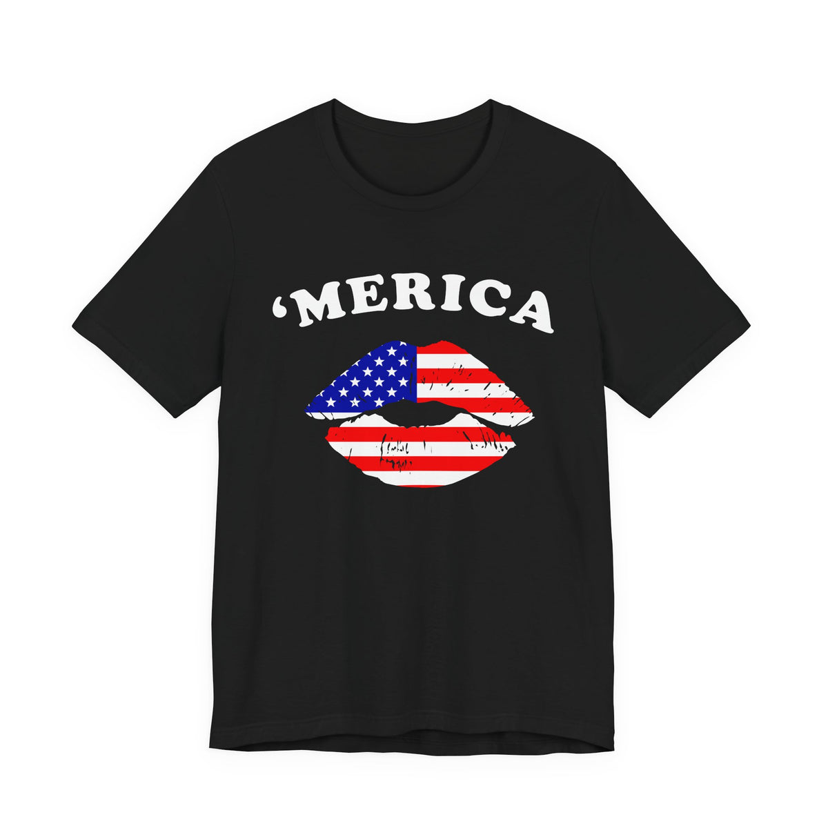 Merica Flag Lips Tee American Flag Lip Graphic Unisex Cotton T-Shirt a9