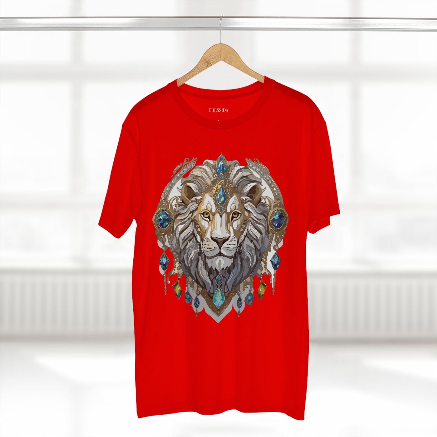 Lion Graphic Unisex 100 Cotton Tee With Unique Animal Golden Medallion Art Design 58