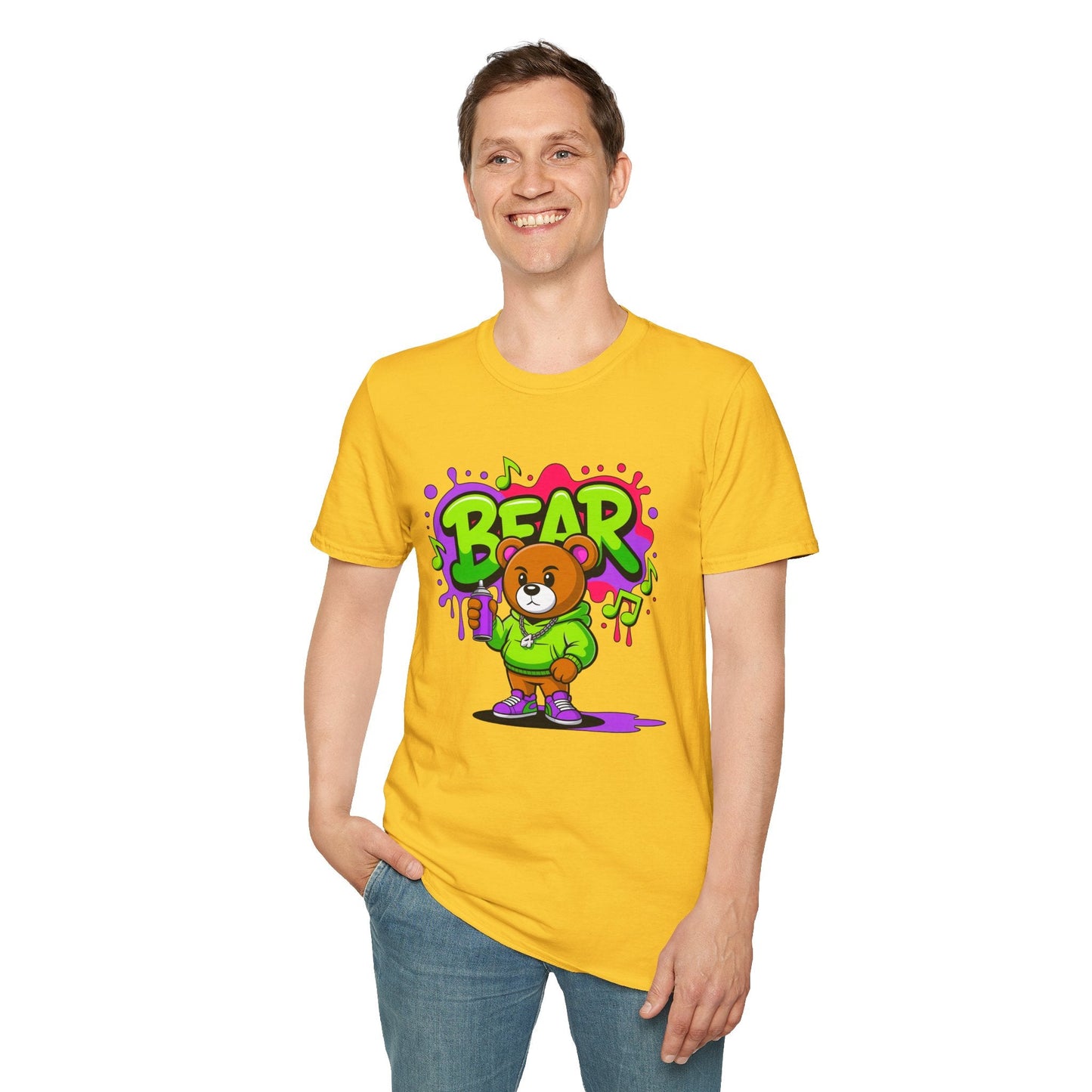 Cartoon T Shirt With Animation Funny Animals Tee Gildan Softstyle 64000 100 Percent Ring Spun Cotton