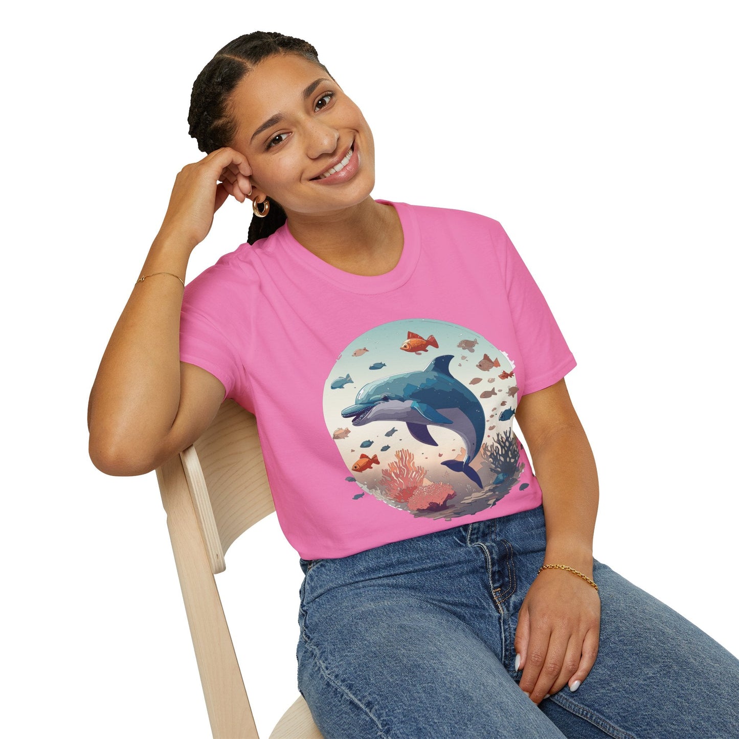 Dolphin Shirt Unisex Softstyle T Shirt Gildan 64000 100 Percent Ring Spun Cotton Lightweight Tee