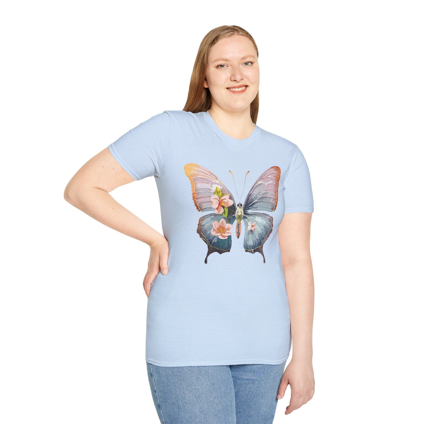 Butterfly Print T Shirt For Men Women Unisex Monarch Design Softstyle Cotton Tee