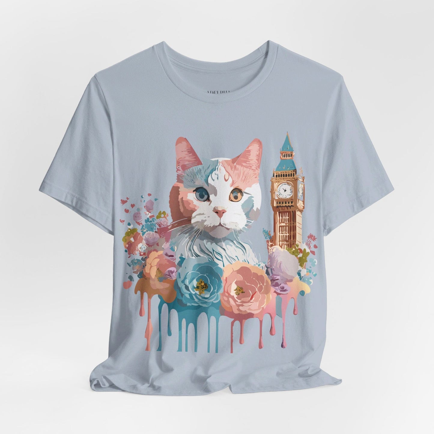 Unisex Cat Graphic Tee With Short Sleeve Vintage Inspired Art Adelpha