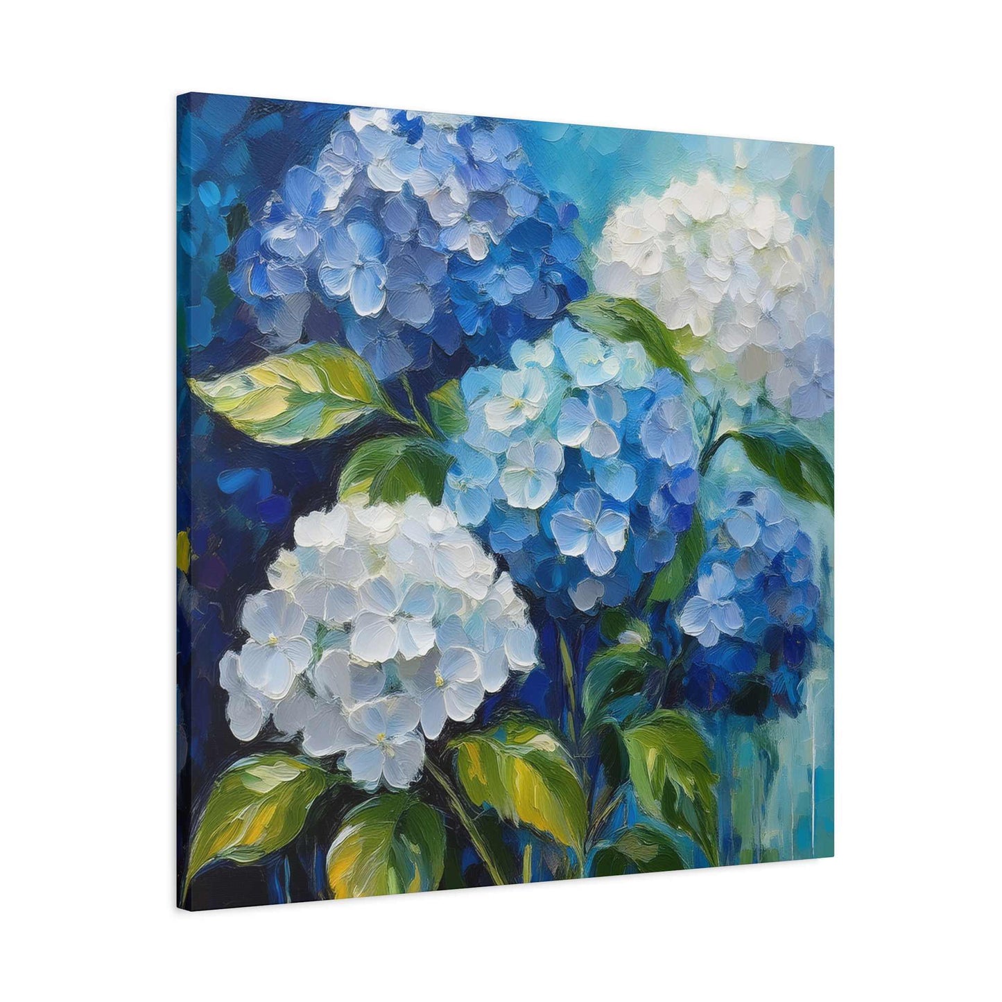 Hydrangeas Print Canvas, Flowers Oil Paint Print 20x20, 24x24, 30x30, 32x32, 36x36, Floral Art Design Print Non-Frame MC-32