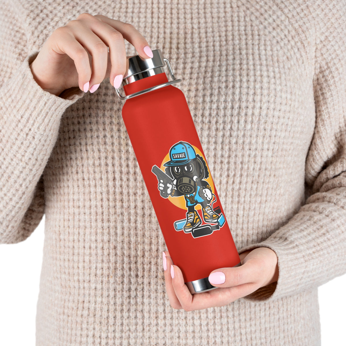 22oz Copper Insulated Water Bottle with Cartoon Design - CV48