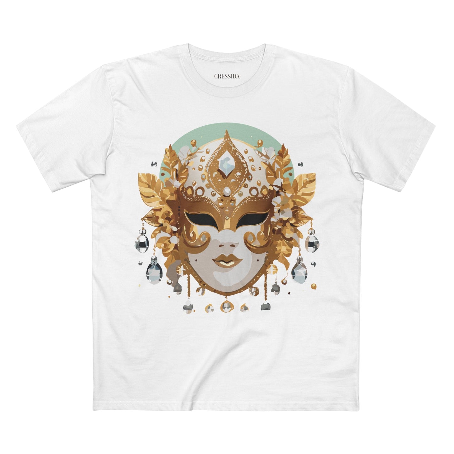 Carnival Mask Graphic T-Shirt Unisex 100 Cotton With Antique Gold Art Design Tee 9