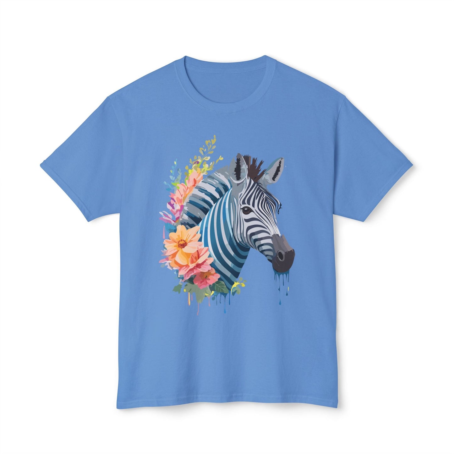 Unisex Zebra Art Print T Shirt 100 Percent Cotton Vintage Floral Design Tee Made In USA