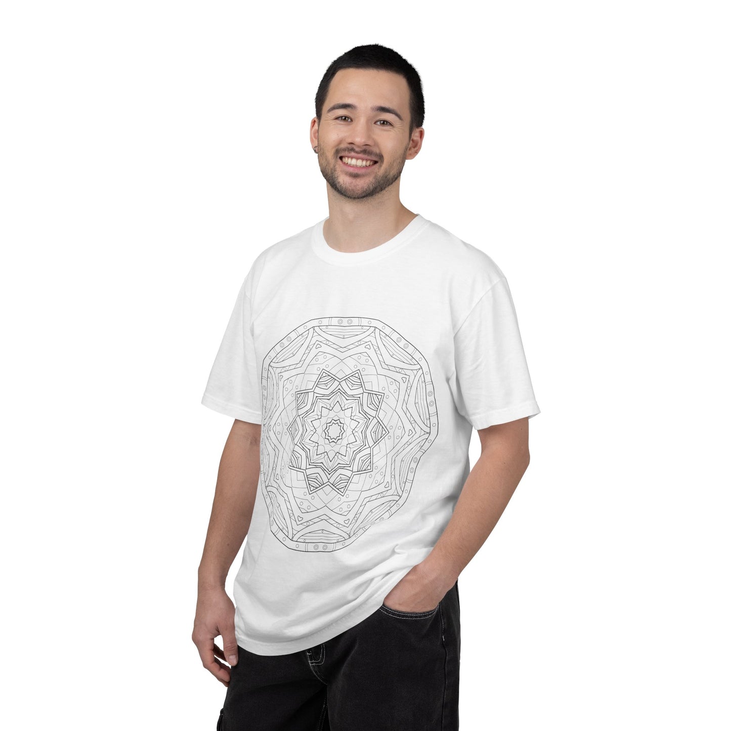 Unisex Garment Dyed Cotton T-Shirt with Mandala Graphic Design
