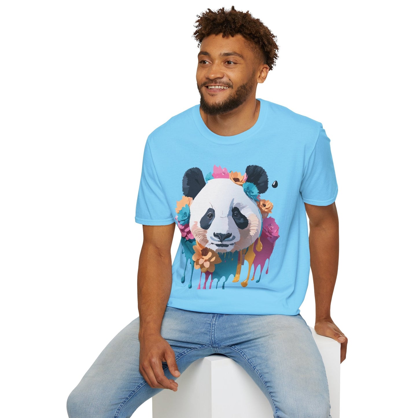 Unisex Panda Shirt Softstyle Cotton Tee For Everyday Wear With Cute Animal Print