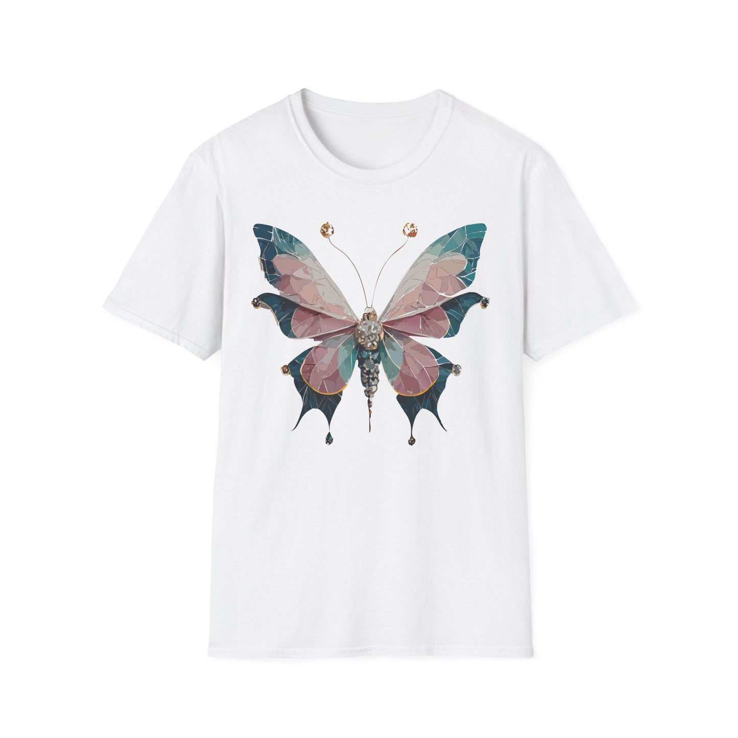 Butterfly Shirt Unisex T Shirt Monarch Print Gildan Softstyle 64000 100 Percent Ring Spun Cotton