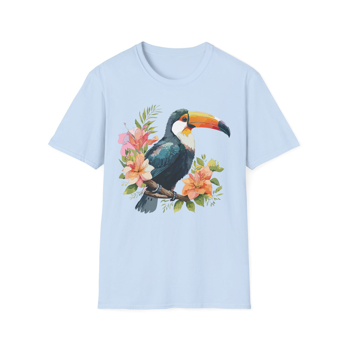 Tropical Toucan Illustration T-Shirt | Floral Bird Graphic