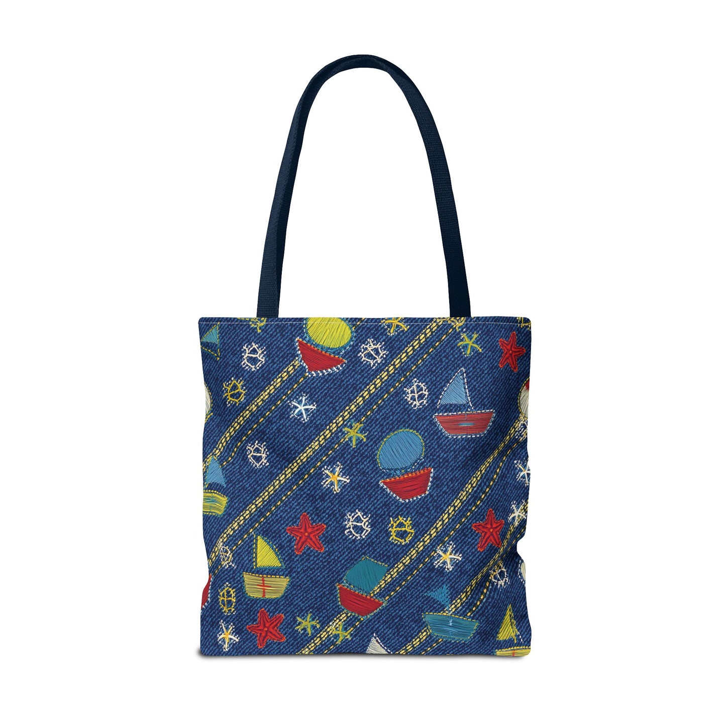 Denim Fabric Imitation Print Unisex Canvas Bag Poly Spun 3 Sizes Tote Bag 182-15