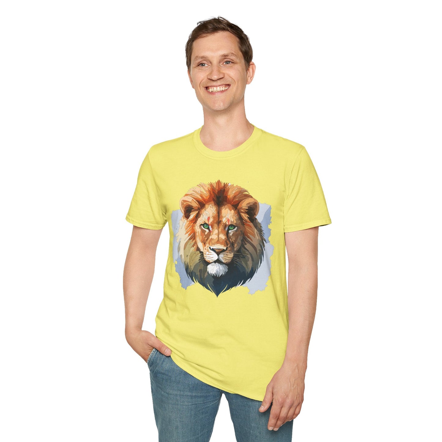 Lion Shirt Unisex Animal Tee Softstyle Gildan 64000 100 Percent Ring Spun Cotton