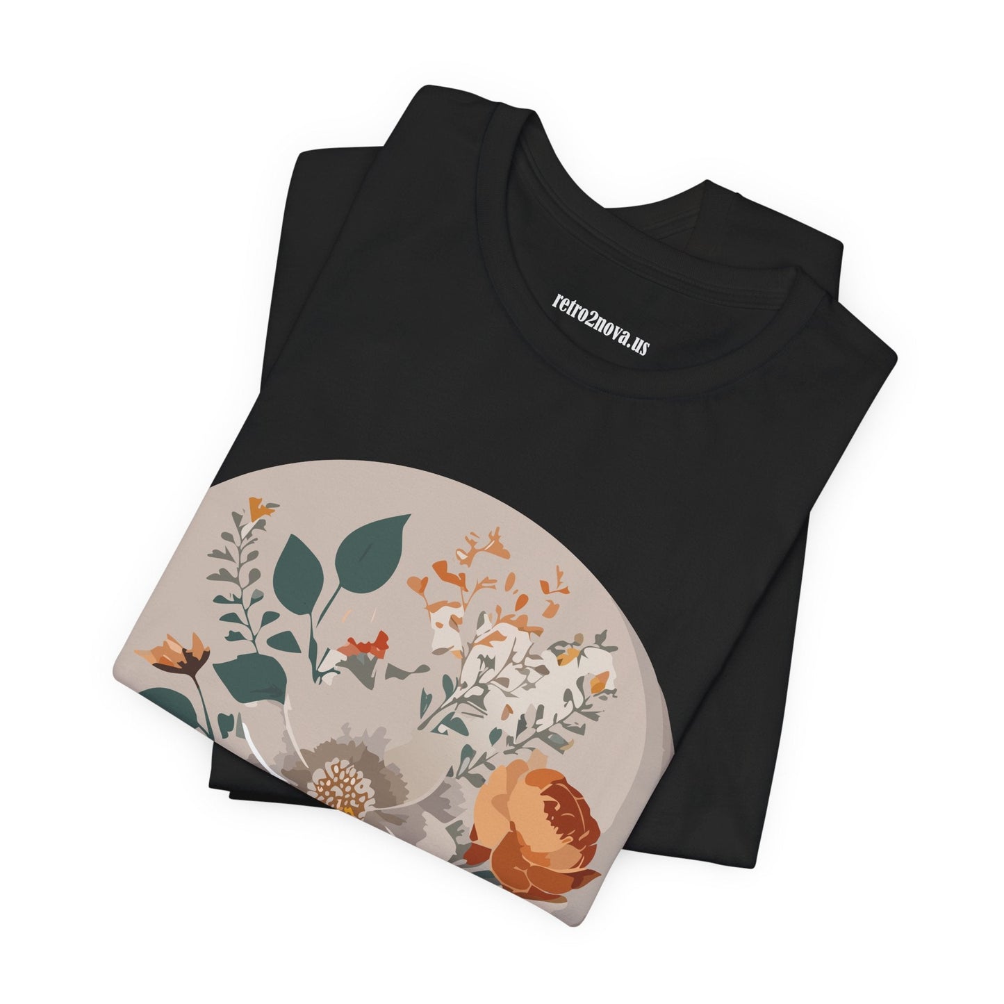 Retro2Nova Floral Shirt Unisex Short Sleeve Tee Lightweight Breathable Cotton Blend Jersey