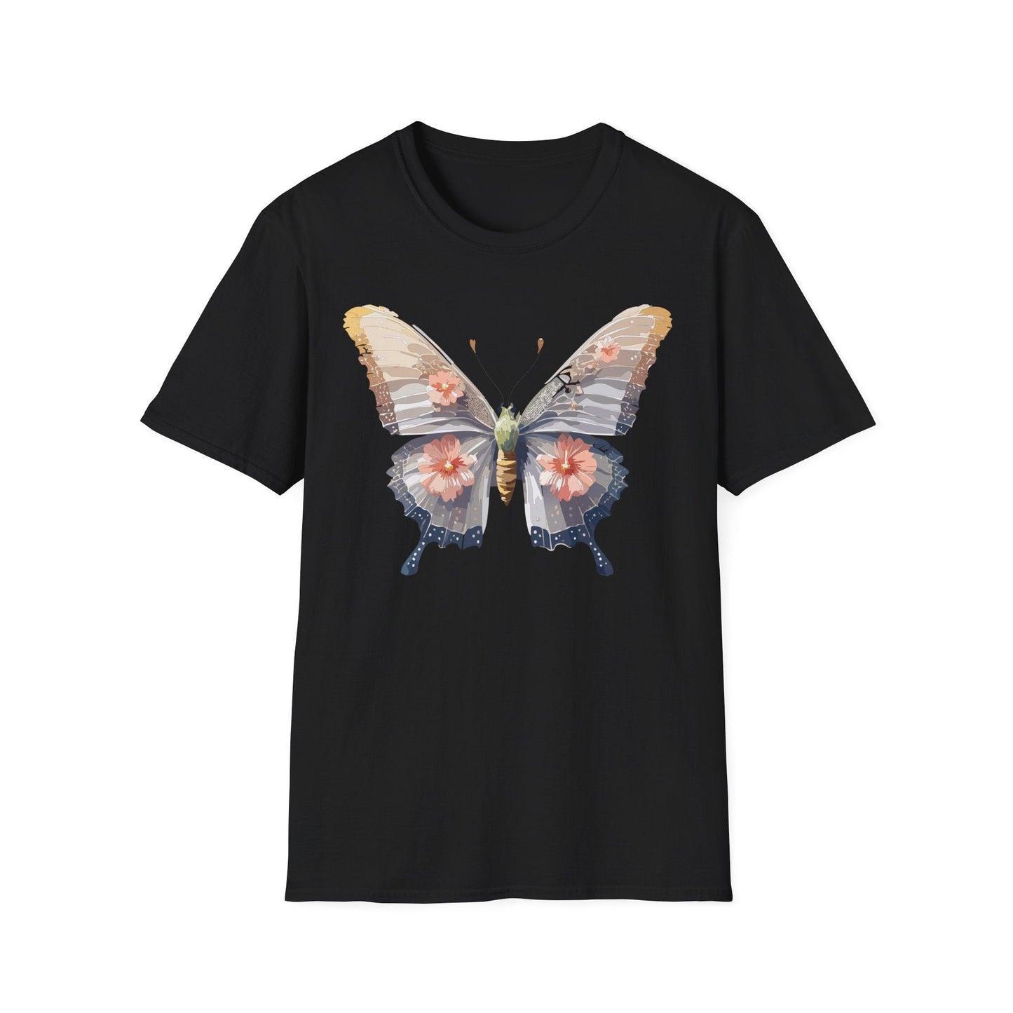Butterfly T Shirt Unisex Monarch Design Gildan Softstyle 64000 100 Percent Ring Spun Cotton