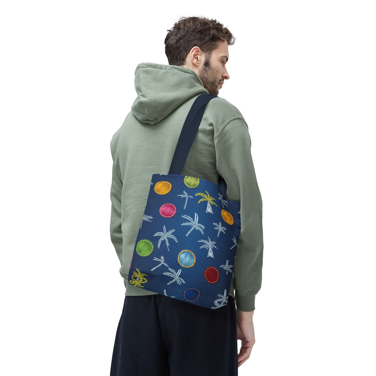 Denim Fabric Imitation Print Unisex Canvas Bag Poly Spun 3 Sizes Tote Bag 182-9