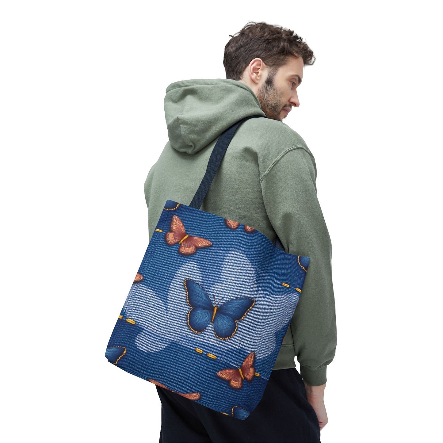 Denim Fabric Imitation Print Unisex Canvas Bag Poly Spun 3 Sizes Tote Bag 176