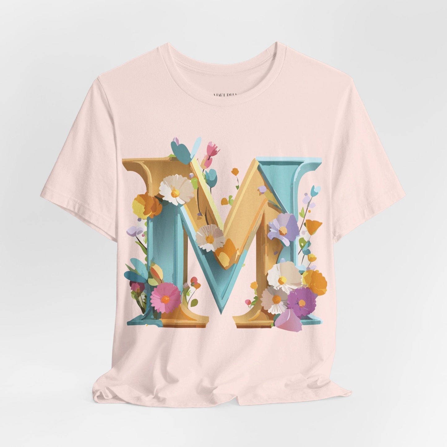 Letter M Shirt Unisex Graphic Tee Vintage Inspired Artwork Adelpha Jersey Short Sleeve