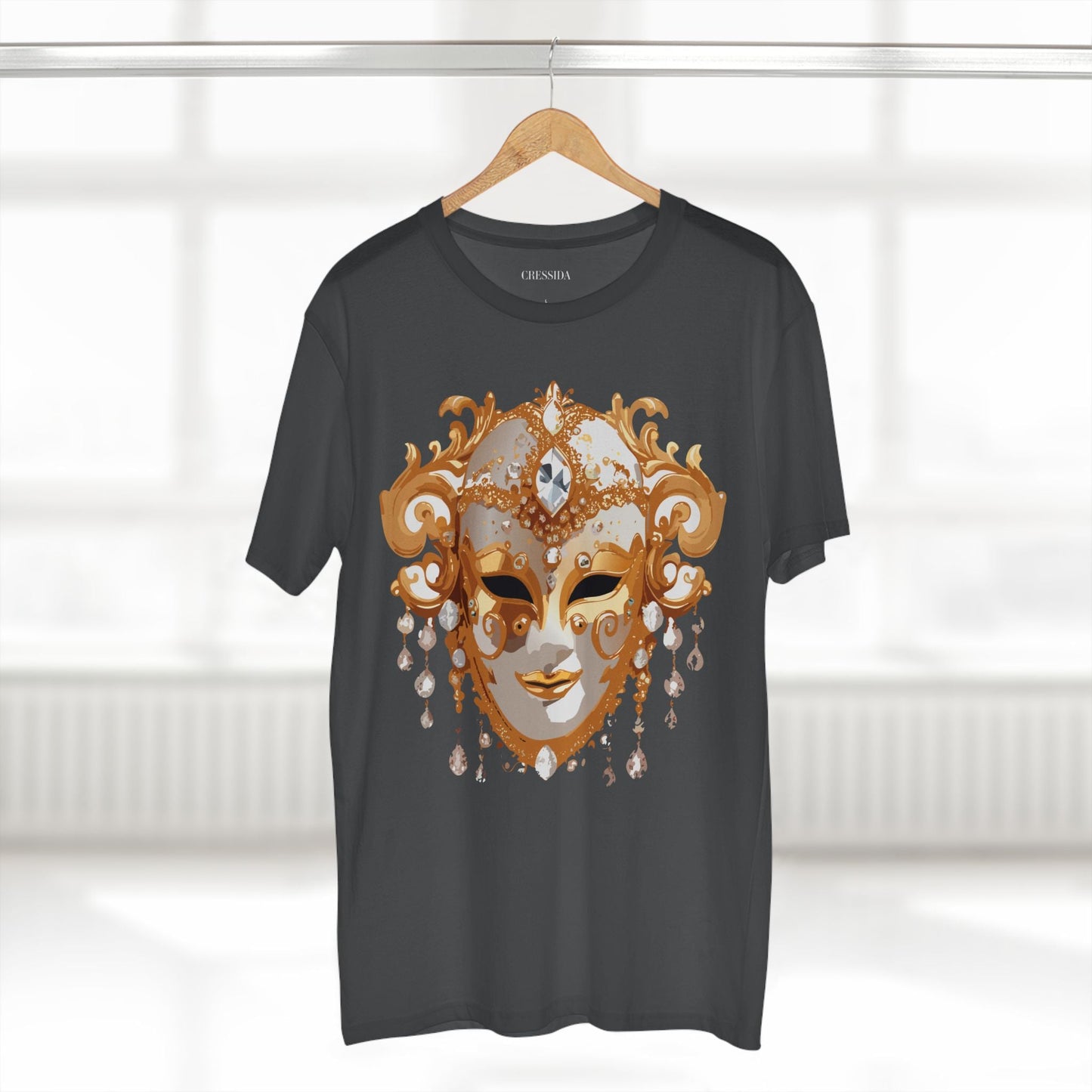 Carnival Mask Graphic T-Shirt Unisex 100 Cotton With Antique Gold Art Design Tee 24