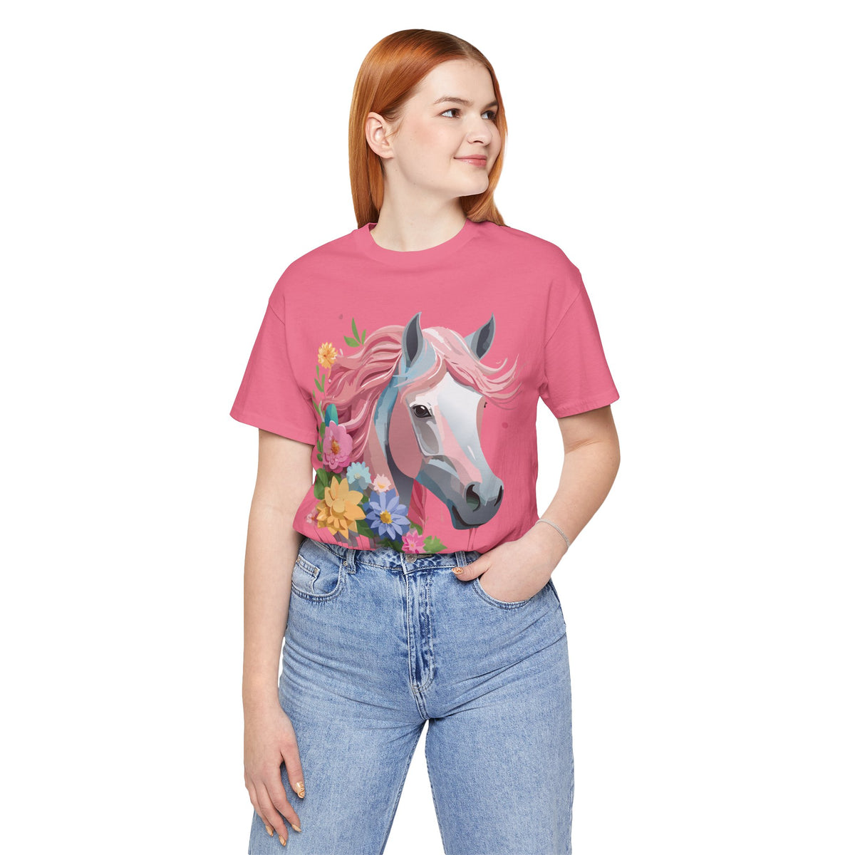 Horse Graphic Unisex Cotton Bella+Canvas Tee with Art Animal Design e35