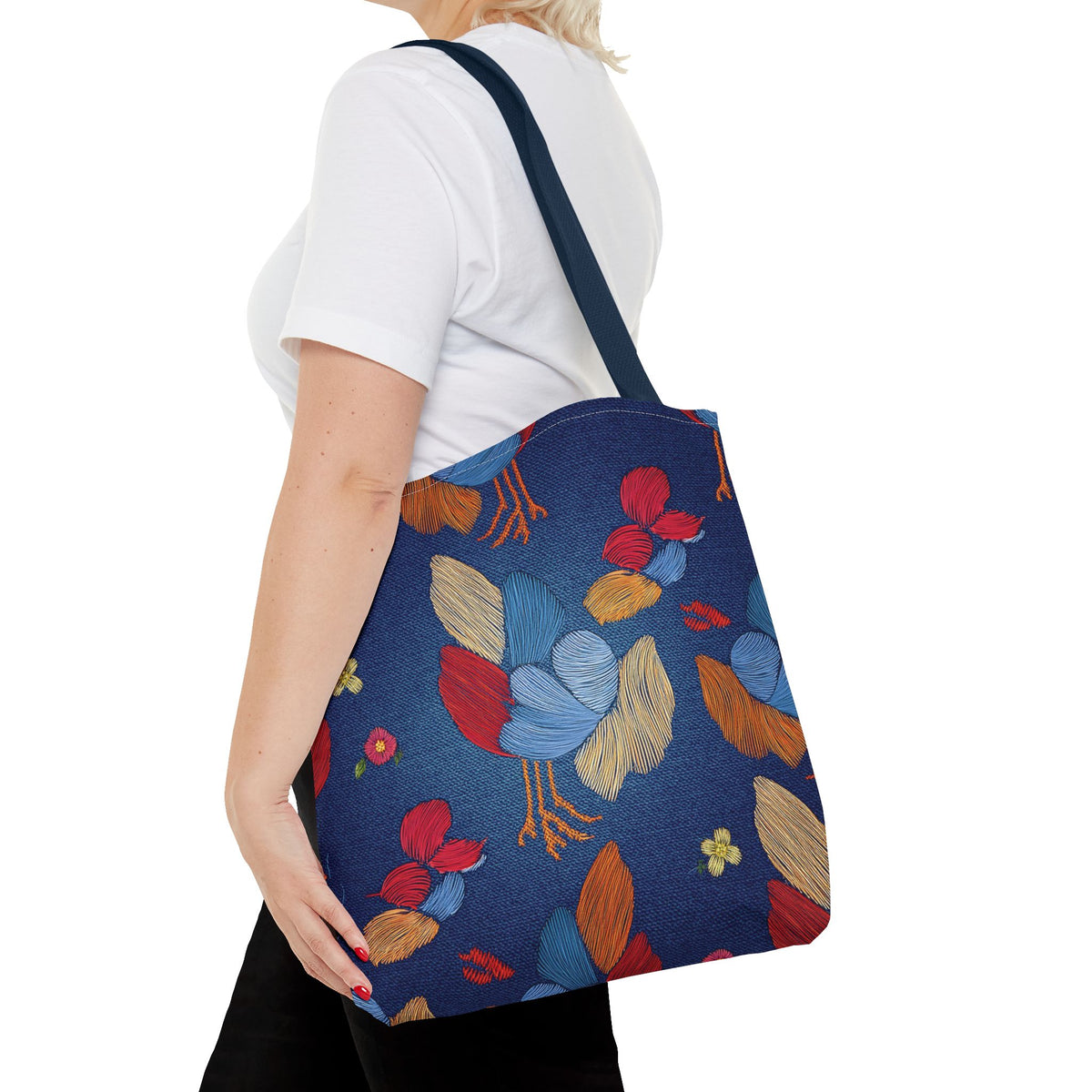Denim Fabric Imitation Print Unisex Canvas Bag Poly Spun 3 Sizes Tote Bag 194-2