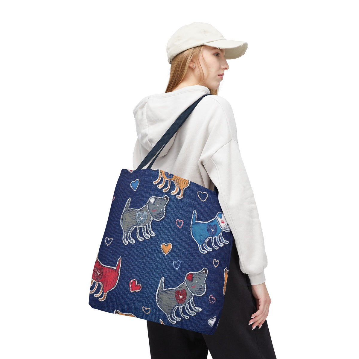 Love Day Graphic Design Denim Fabric Imitation Print Unisex Canvas Bag POLY 3 Sizes Tote Bag 201-13
