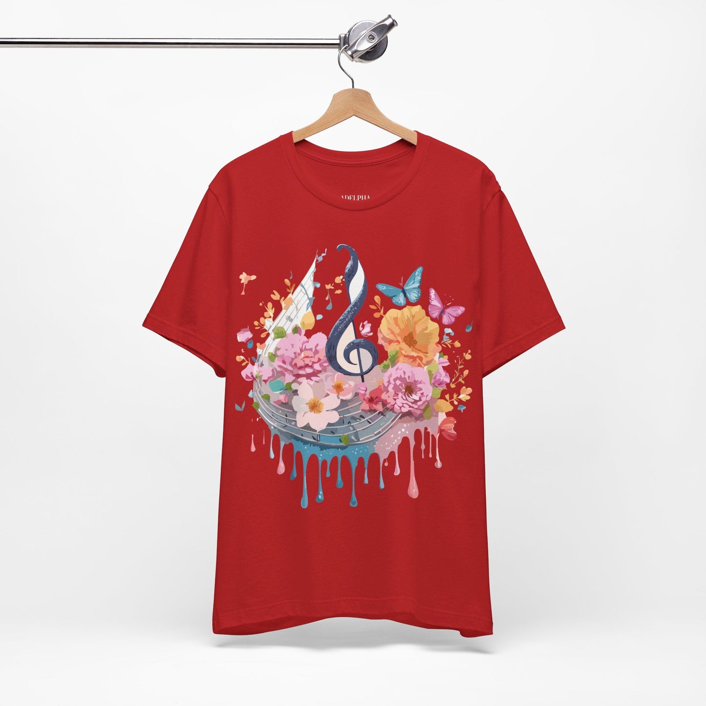 Music Graphic Unisex 100 Cotton Vintage Art with Musical Elements Tee 125