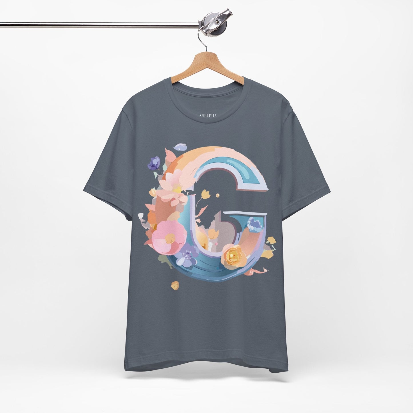 Letter G Shirt Graphic Tee Unisex Short Sleeve Vintage Inspired Artwork Adelpha Print