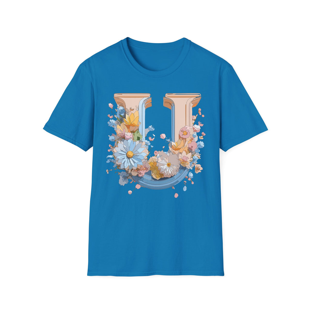Floral Letter U T-Shirt | Botanical Monogram Initial Tee