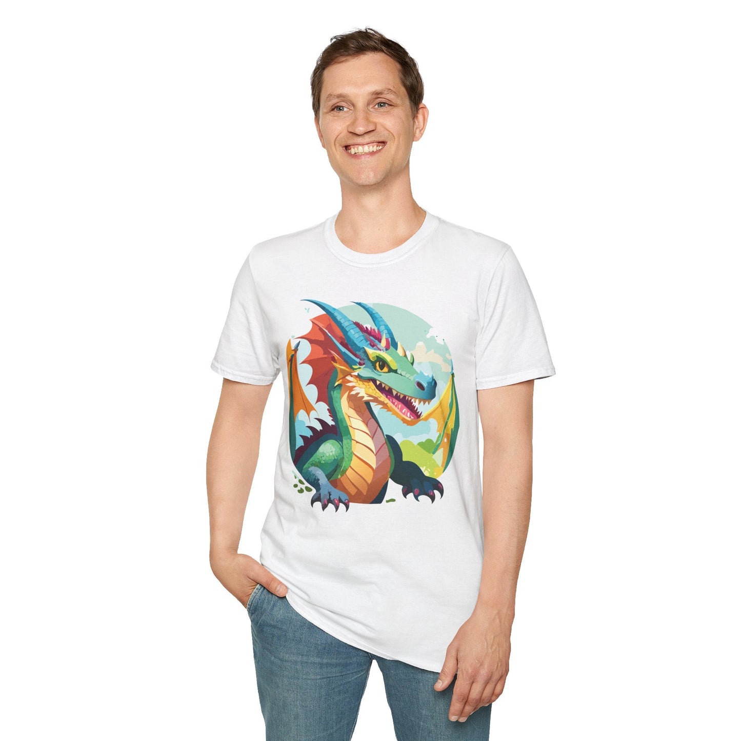 Unisex Dragon Graphic Tee By Gildan Softstyle 64000 Short Sleeve Cotton Tee Art Design