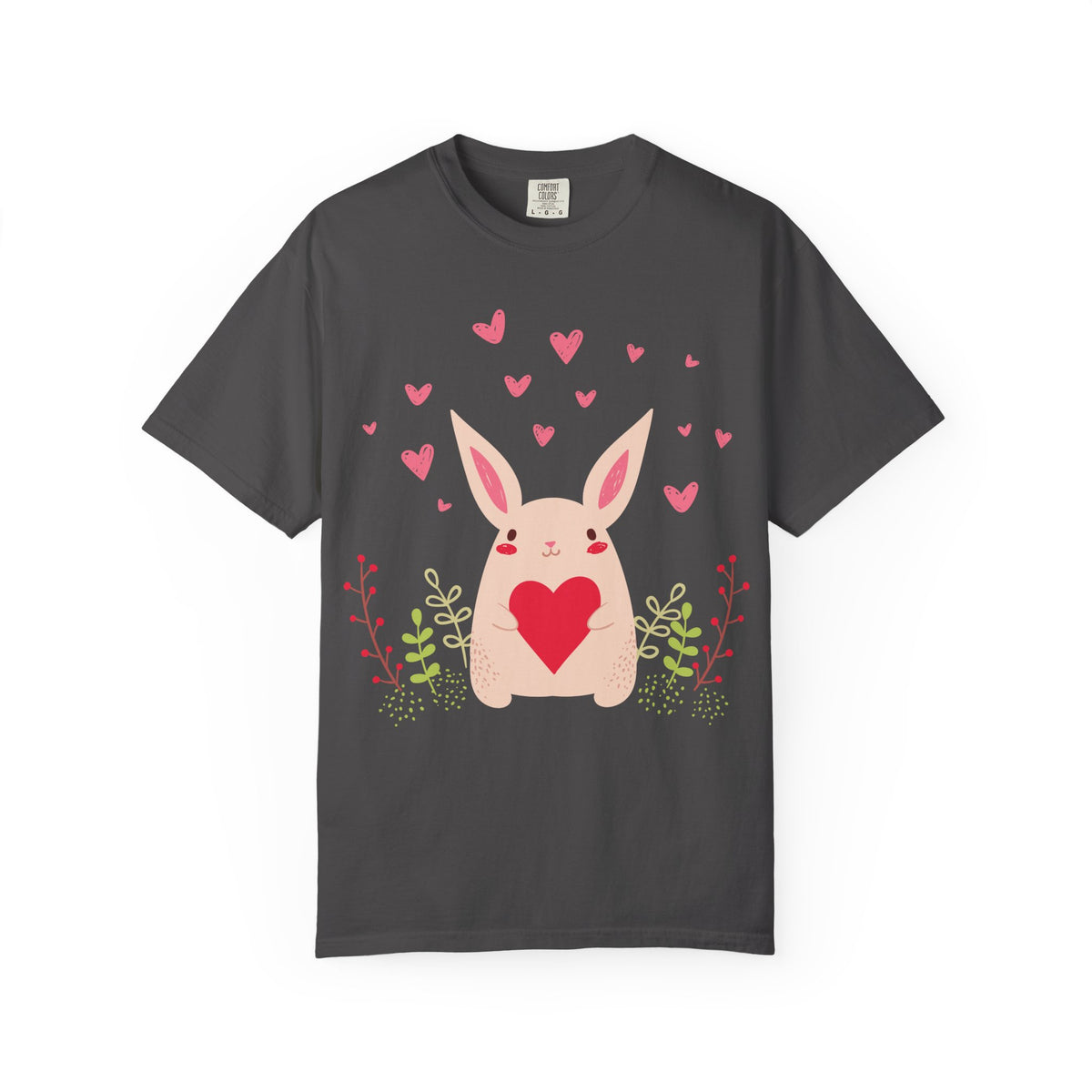 Easter Bunny Heart T-Shirt, Tee Shirt with Easter Signature, T Shirt with Easter Prints, Tee Shirt with Easter Design