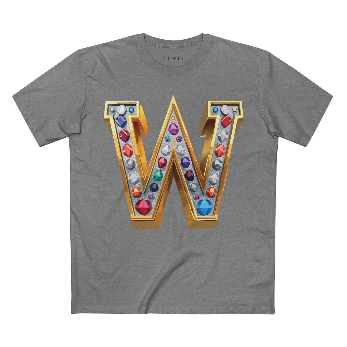 Letter W Graphic Design Tee Unisex 100 Cotton With Antique Gold Letters Artwork T-Shirt