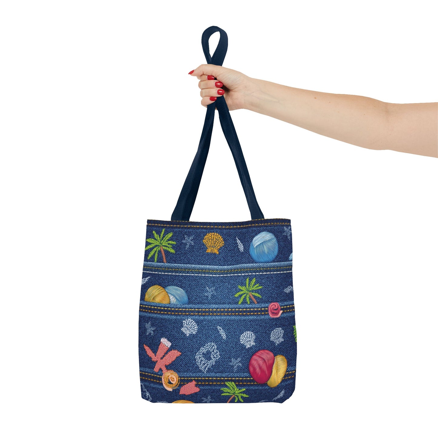 Denim Fabric Imitation Print Unisex Canvas Bag Poly Spun 3 Sizes Tote Bag 182-8