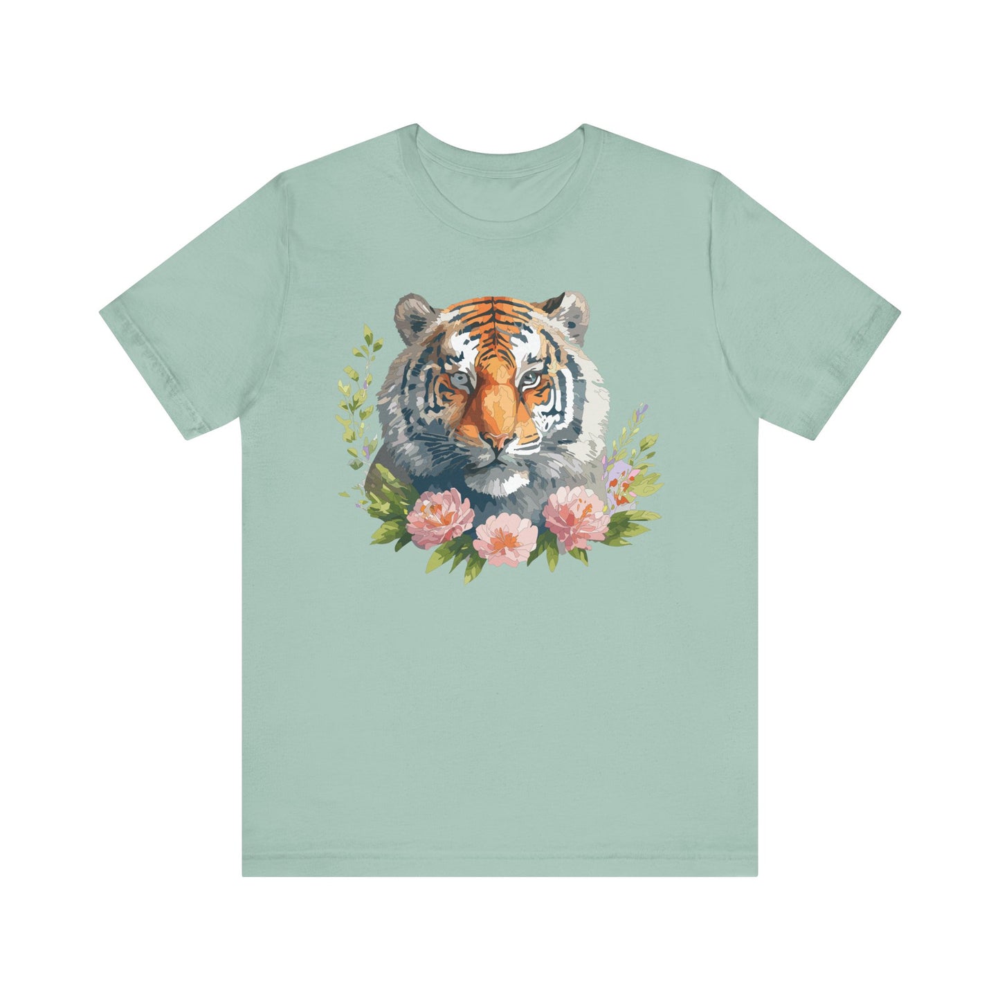 Floral Tiger Shirt, Animal Shirt, Tiger Tee, Unisex Tee, Floral T-shirt, T-Shirt with Animal