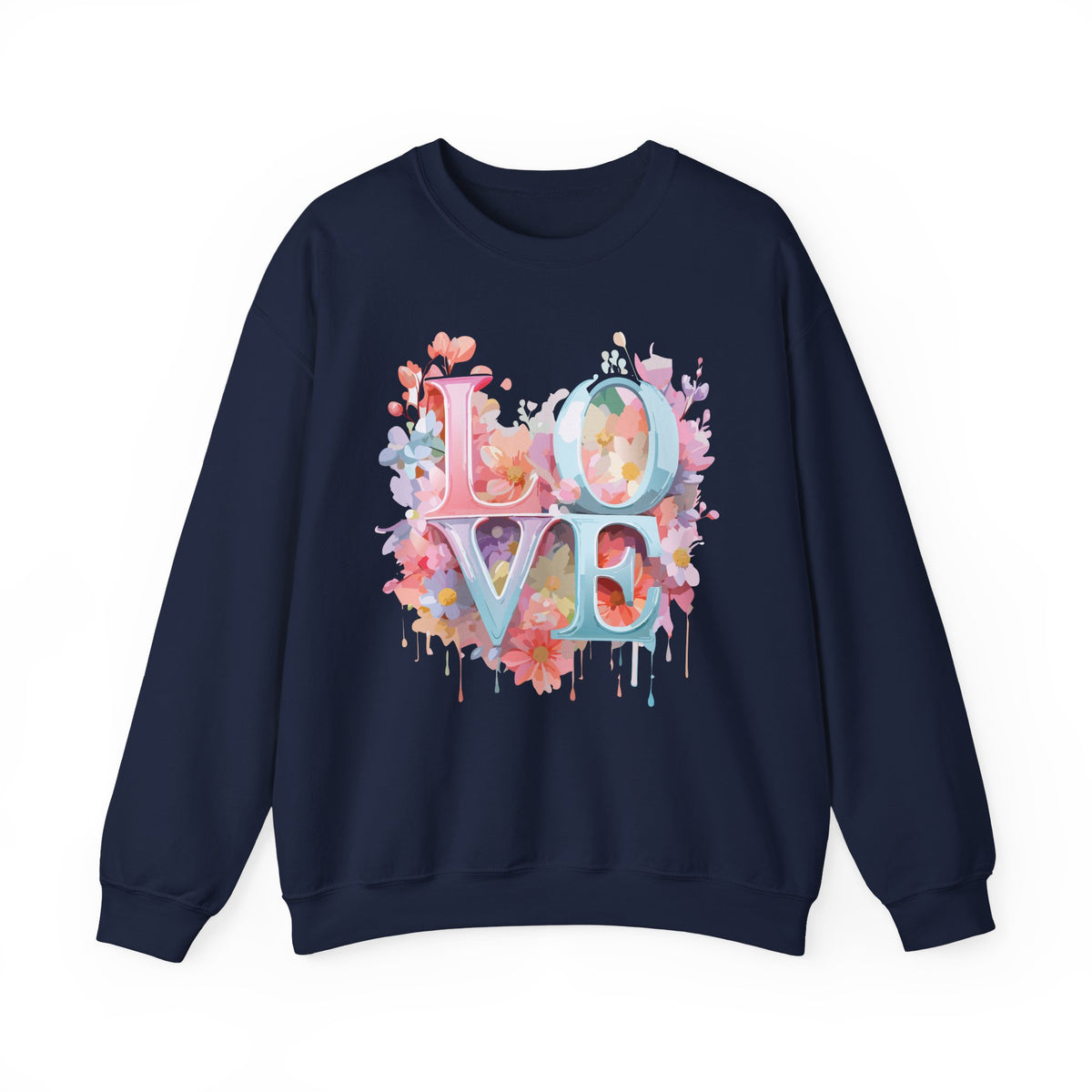 Floral Love Graphic Valentine's Day Sweatshirt Unisex 50/50 Cotton-Poly Sweatshirt w64