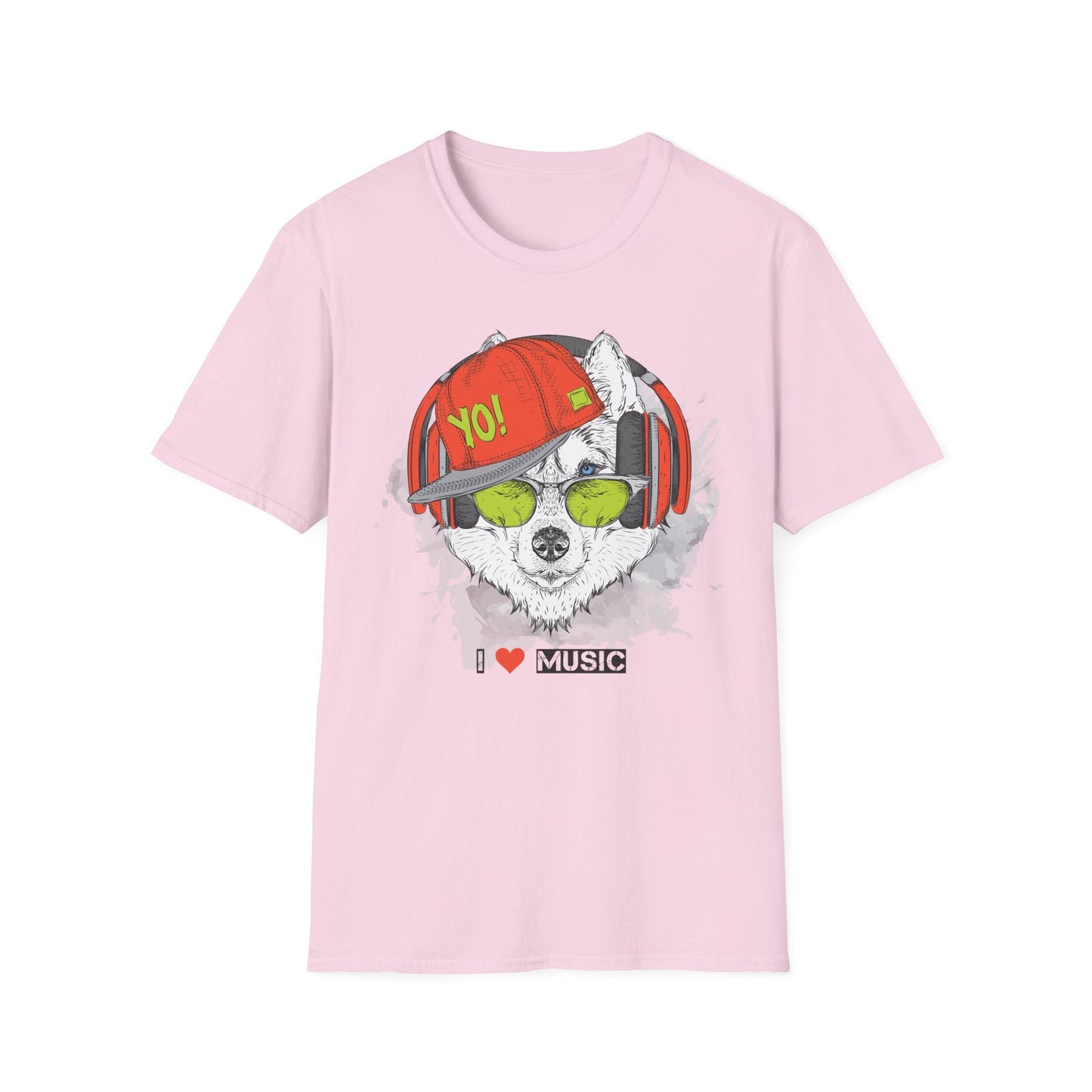 Unisex Music Animals Short Sleeve T Shirt With Headphones For Music Lovers Gildan 64000