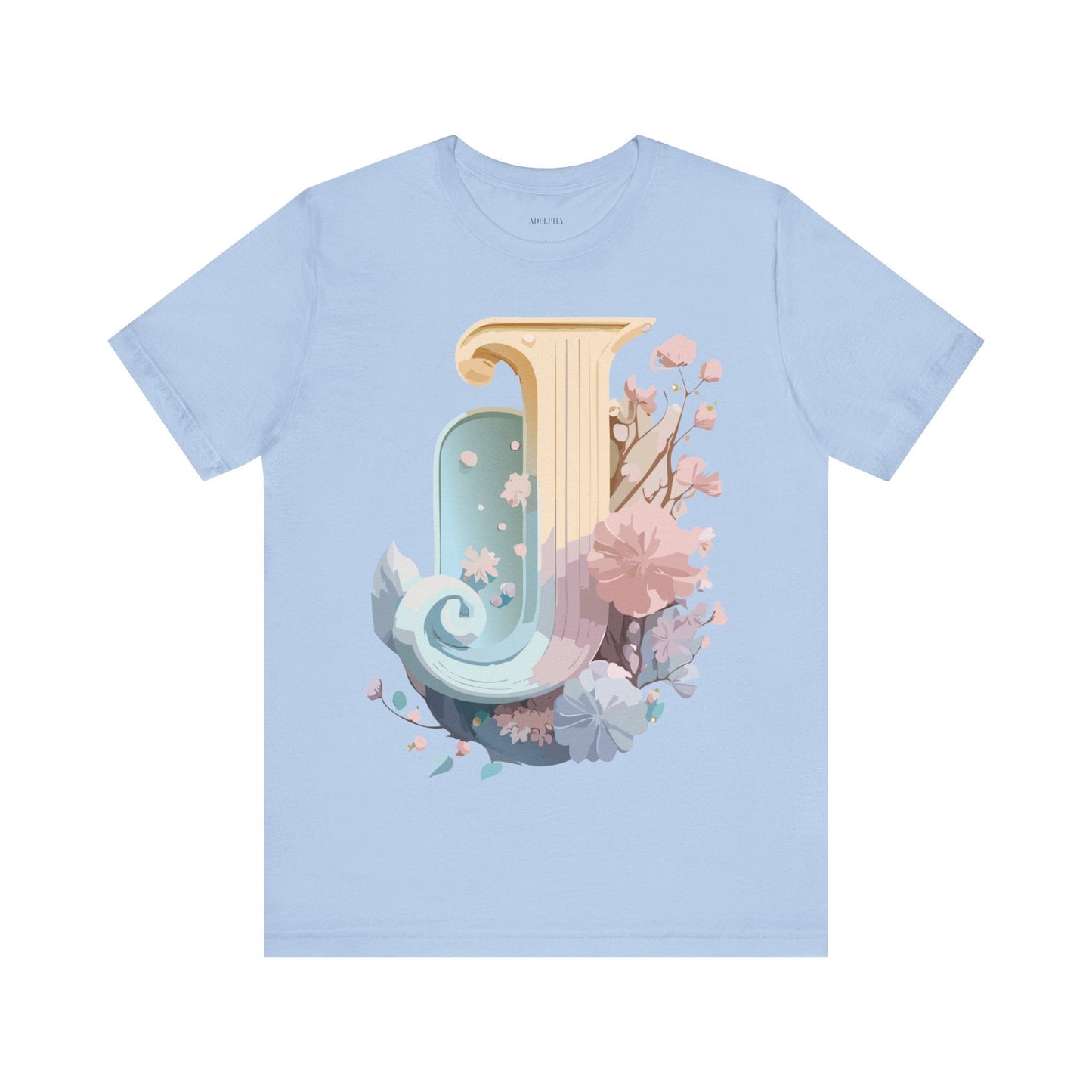 Letter J Shirt Unisex Graphic Tee Adelpha Vintage Inspired Artwork Design Short Sleeve