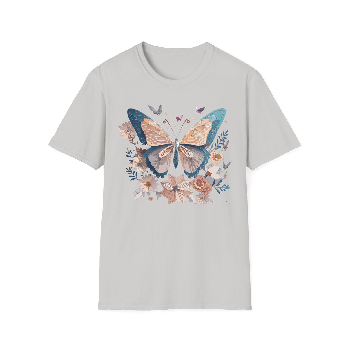 Butterfly Floral T-Shirt — Vintage Boho Nature Graphic Tee Unisex 100 Cotton Gildan T-Shirt