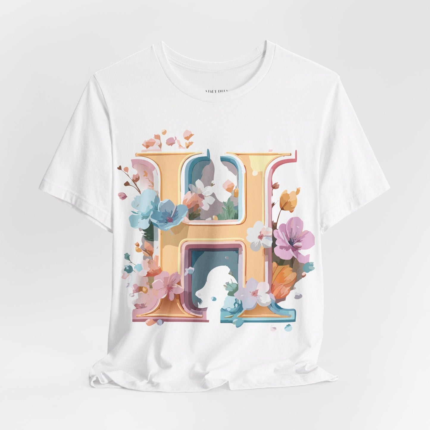 Adelpha Letter H Graphic Tee Unisex Jersey Short Sleeve Vintage Inspired Art Design Shirt
