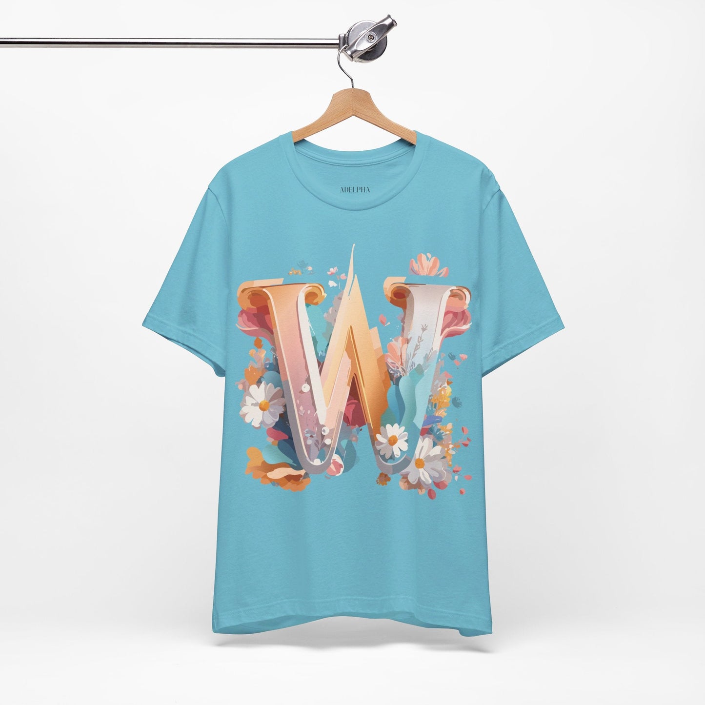 Letter W Shirt Graphic Tee Unisex Jersey Short Sleeve Vintage Inspired Art Adelpha Design