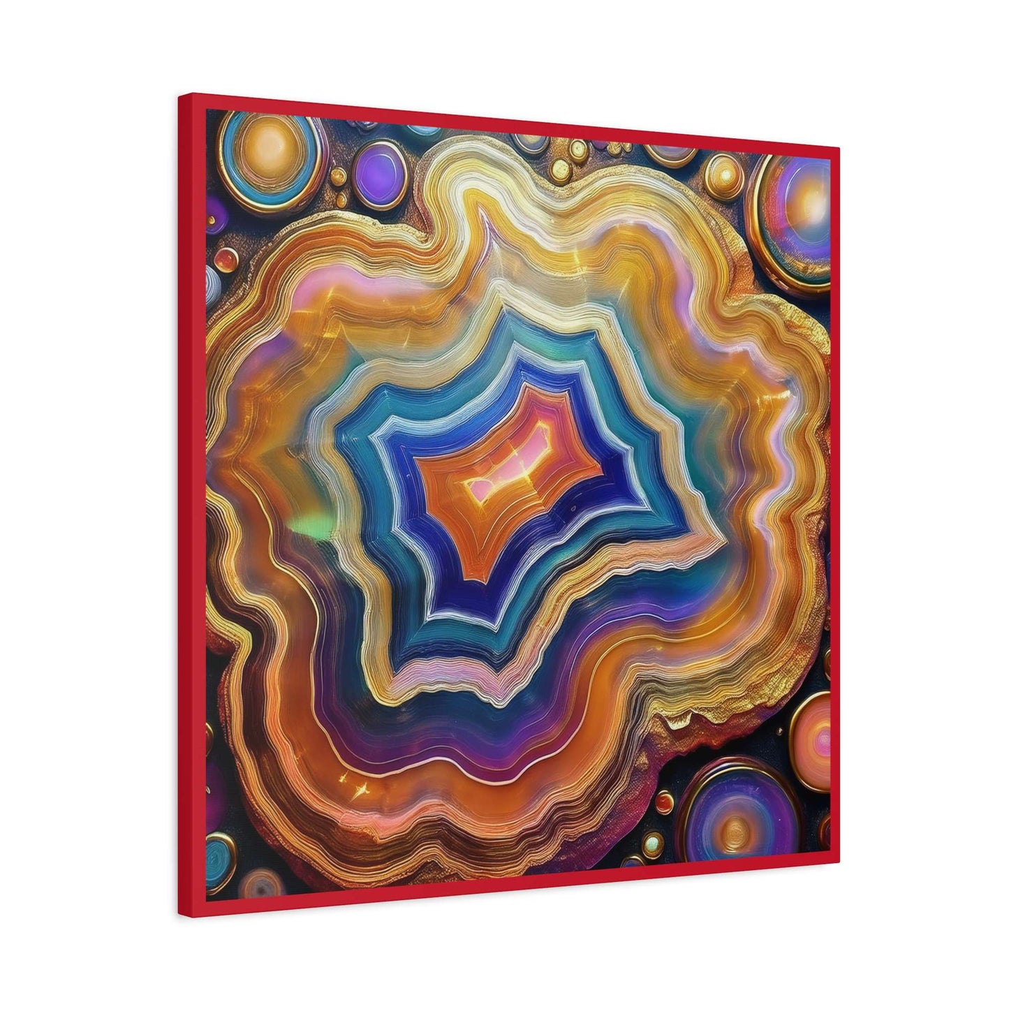 Agate Stone Graphic Print Canvas, Oil Paint Print 20x20, 24x24, 30x30, 32x32, 36x36 Canvas Pine-Wood Inner Frame MC-191